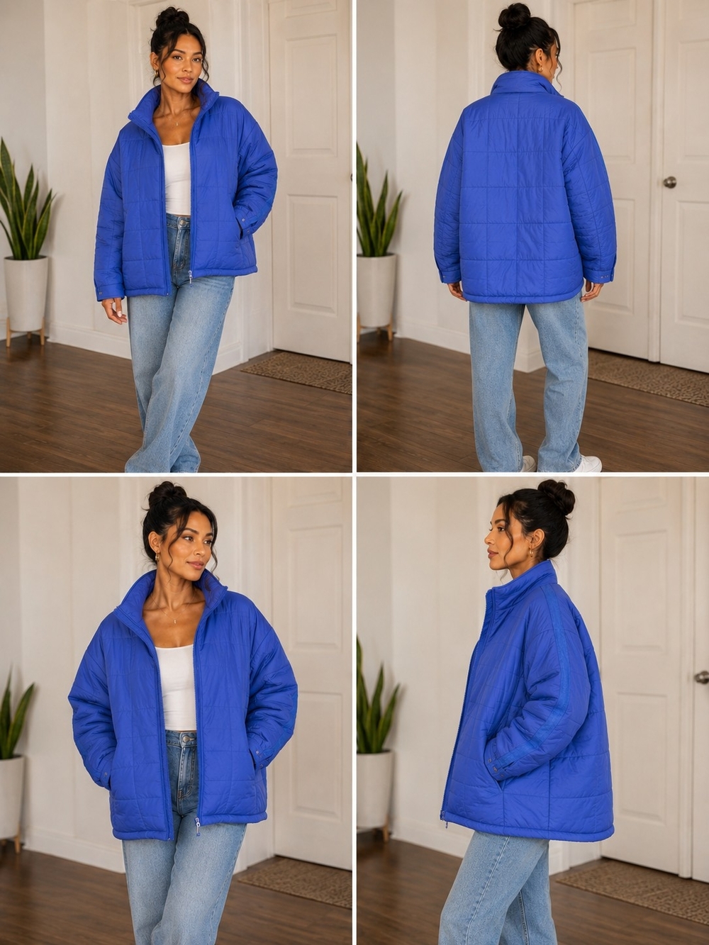 Free People-Inspired Oversized Quilted Puffer Jacket – Size Small